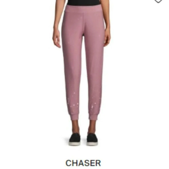 CHASER Women's Star & Paint Splatter Joggers In Glam Mauve pink - Picture 16 of 16